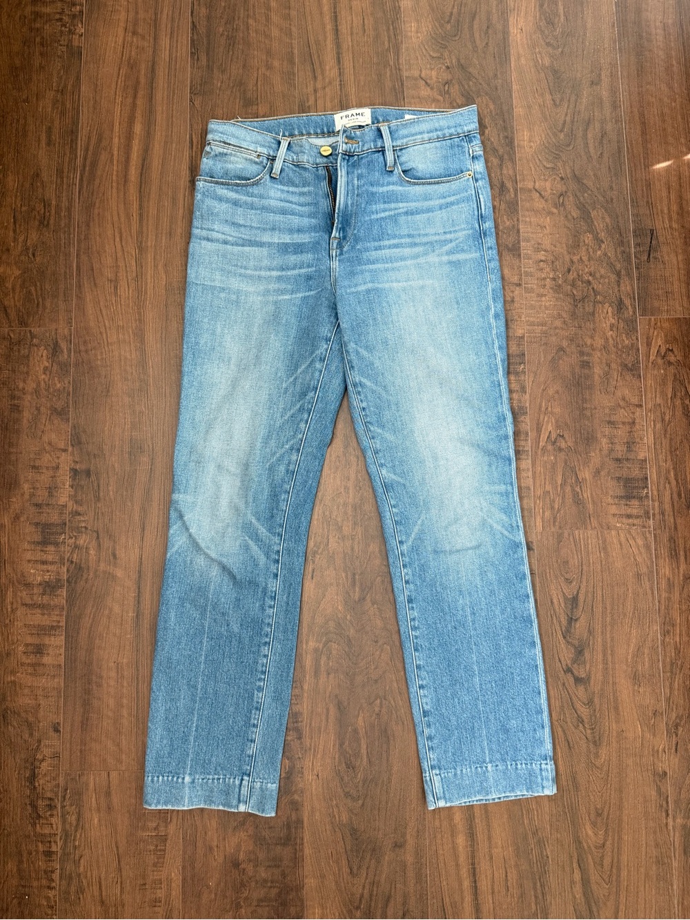 Frame Denim Faded Blue Straight-Leg Jeans